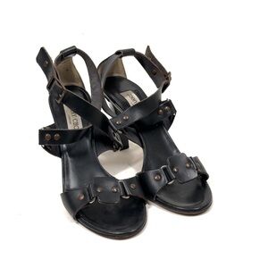 Jimmy Choo Leather Studded Accents T-Strap Sandals EU 40 - US 10 Black